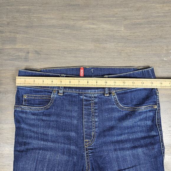 Spanx Jean-ish Bootcut Pants Medium Dark Wash Stretch Pull-On Denim Look - Picture 6 of 10